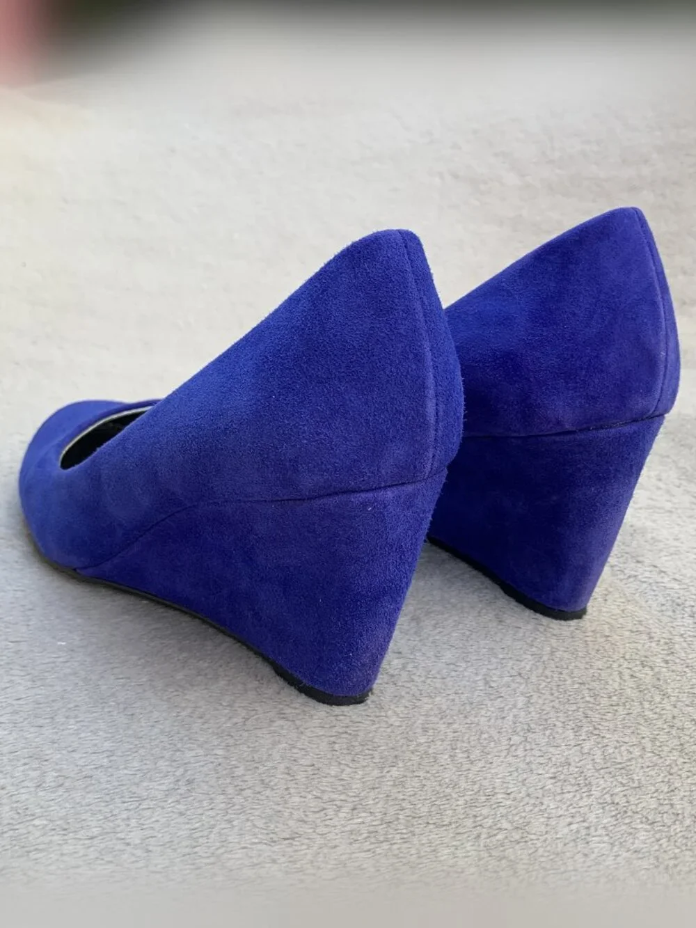 Bandolino Transpose Blue Suede Demi Wedges Sz 7.5